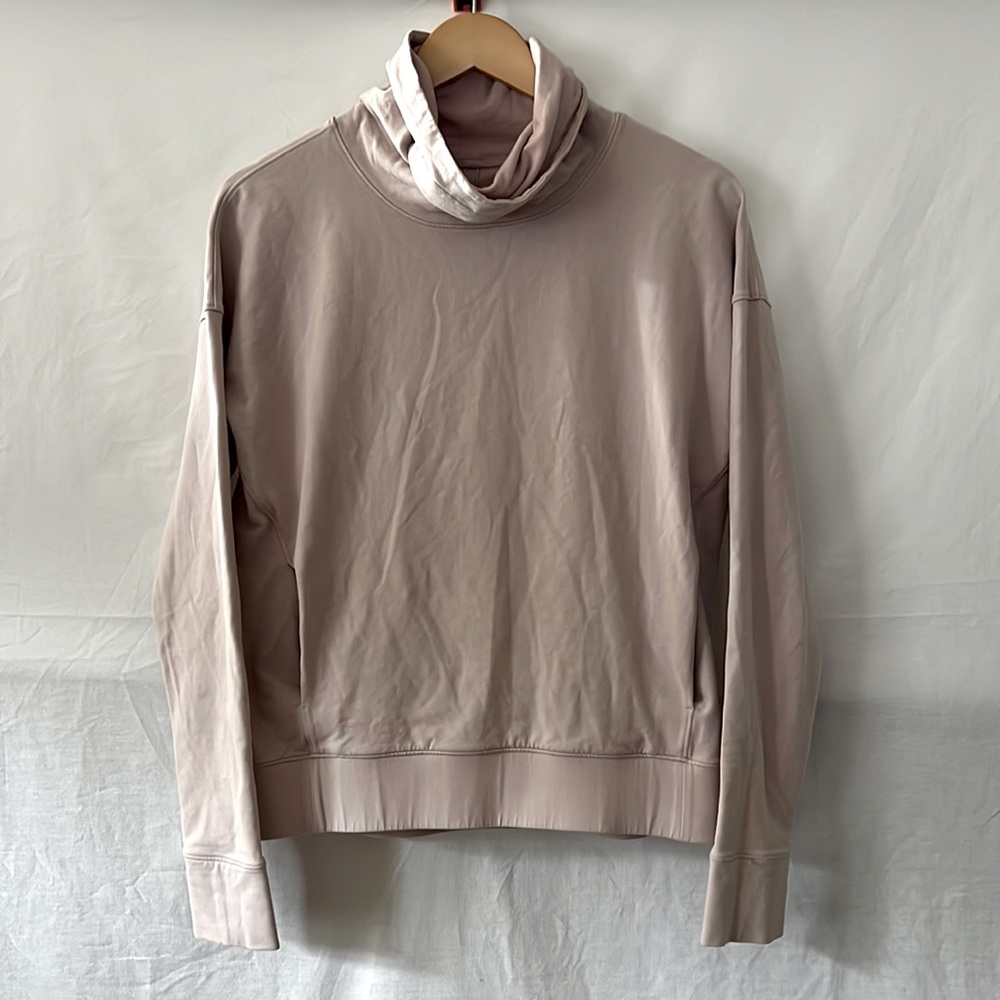 Lululemon Porcelain Pink Cowl Neck Stressless Pullover.  Size 8